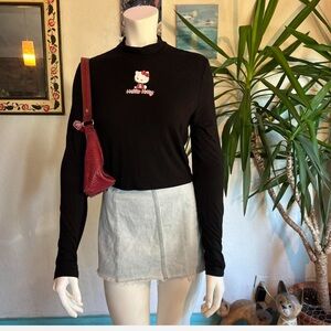Urban Outfitters Black Hello Kitty Turtleneck Crop Top